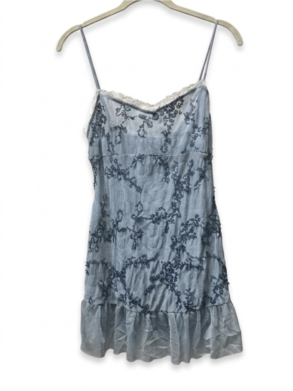 NWT Free People Night We Met Embroidered Slip Dress Blue XS Coquette Boho
